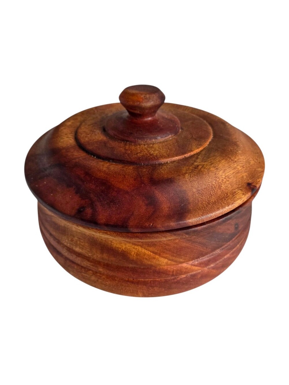 Vintage mid-century hardwood tortilla warmer turned wood matte serving bowl lid